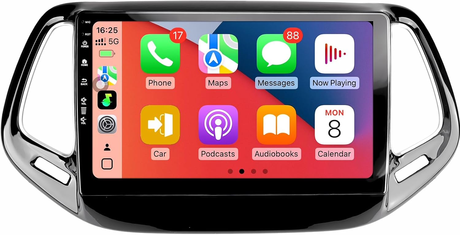 Rojokis 10-inch Compass radio showing Apple CarPlay